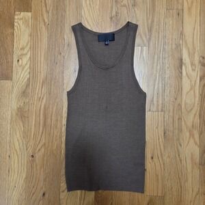 Nili Lotan Womens 100% Silk Ribbed Multipurpose Tank Top Mocha Brown Size Small